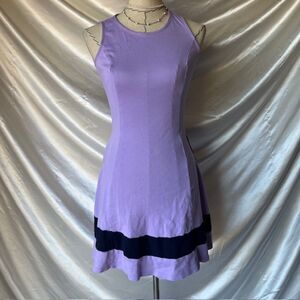 New York & Company Purple Tennis Like Stripped Dress